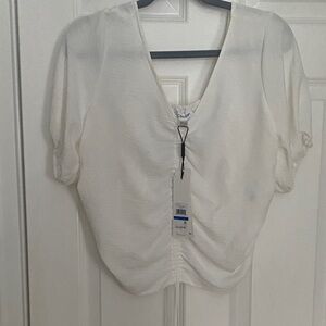 Calvin Klein Cream Ruched Blouse